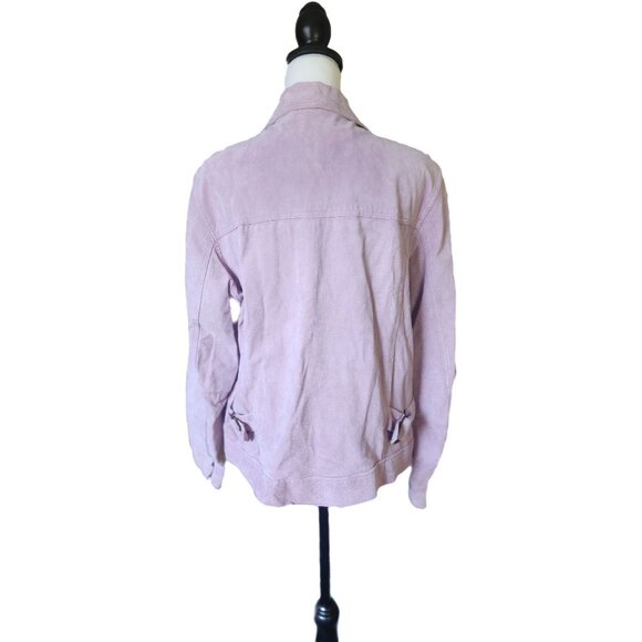 Denim & Co 100% Genuine Leather Lavender Jacket - Large - Satin Lined - Picture 4 of 8
